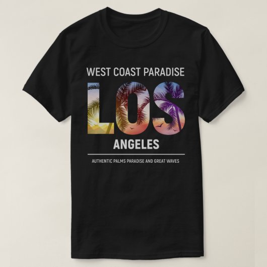 西海岸，ロサンゼルスカリフォルニア，ロサンゼルス Tシャツ (デザイン正面)