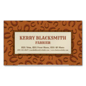 西皮革のタンと茶色の馬蹄型 マグネット名刺 (正面)