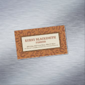 西皮革のタンと茶色の馬蹄型 マグネット名刺 (インサイチュ)