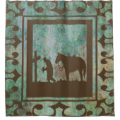 西祈のカウボーイと馬 シャワーカーテン (正面)