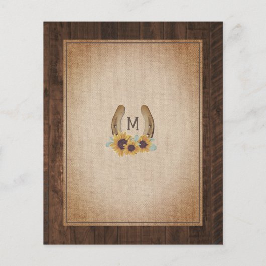 西素朴ひまわり結婚のモノグラム招待状 (裏面)