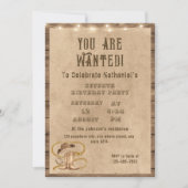 西素朴カウボーイの誕生日を望む 招待状 (正面)