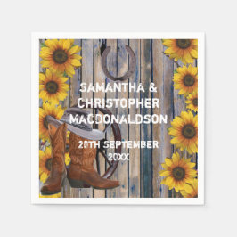 西素朴カウボーイテーマカントリーフローラ結婚ズ スタンダードカクテルナプキン