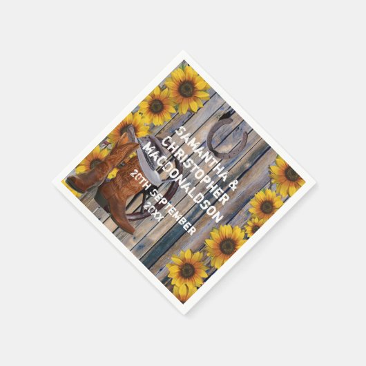 西素朴カウボーイテーマカントリーフローラ結婚ズ スタンダードカクテルナプキン (角)