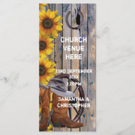 西素朴カウボーイテーマ教会の結婚式プログラム プログラム