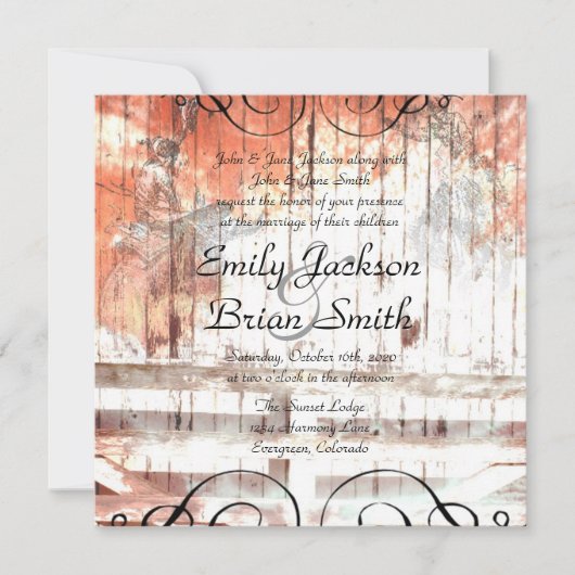 西素朴カウボーイフェンス結婚式招待状 招待状 (正面)