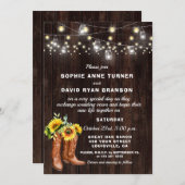 西素朴カウボーイブーツひまわり結婚の 招待状 (正面/裏面)