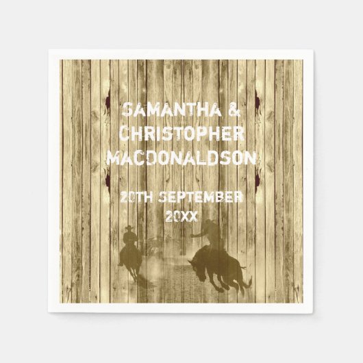 西素朴カウボーイワイルドウェストテーマ結婚ズ スタンダードカクテルナプキン (正面)