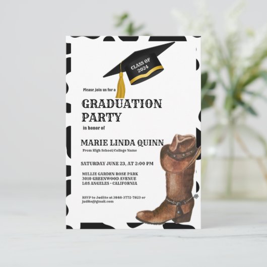 西素朴カウボーイ卒業式パーティー 招待状 (スタンド正面)