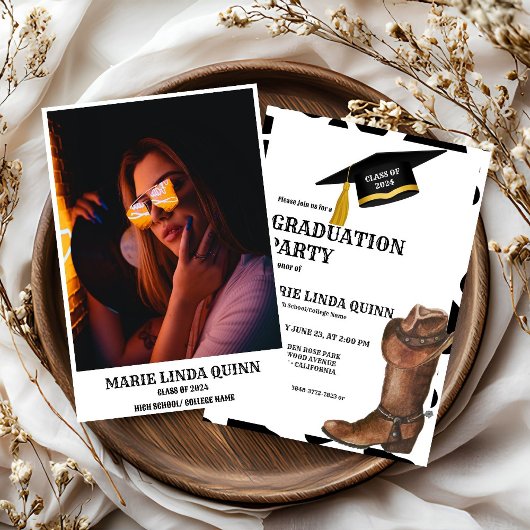 西素朴カウボーイ卒業式パーティー 招待状