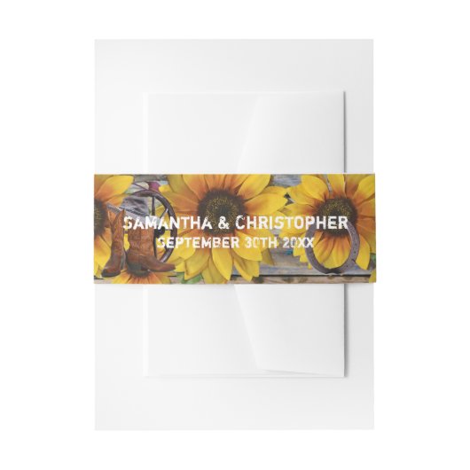 西素朴カウボーイ・カントリー・フローラ結婚 招待状ベリーバンド (正面例)