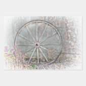 西素朴グレー白ワゴン動揺してホイール ラッピングペーパーシート (正面3)