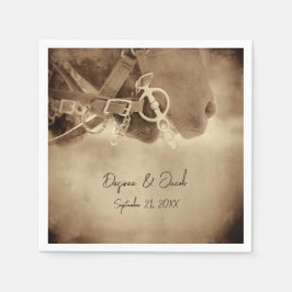 西素朴ブラウン結婚ウマ スタンダードカクテルナプキン