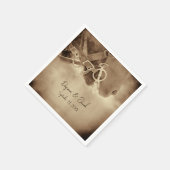 西素朴ブラウン結婚ウマ スタンダードカクテルナプキン (角)