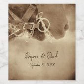 西素朴ブラウン結婚ウマ ワインラベル (シングルラベル)