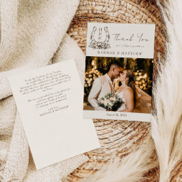 西素朴ボホ蹄鉄結婚の サンキューカード