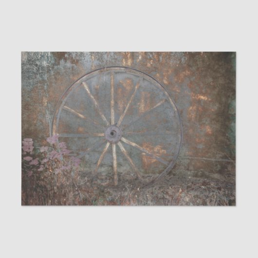 西素朴ヴィンテージブラウン灰色ワゴンホイール 薄葉紙 (正面)