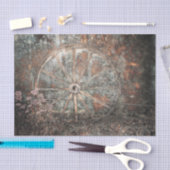 西素朴ヴィンテージ灰色の錆ワゴンホイール 薄葉紙 (クラフト)