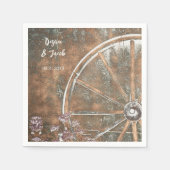 西素朴ヴィンテージ茶色の白ワゴンホイール スタンダードカクテルナプキン (正面)