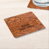 西素朴国カウボーイ結婚式の引き出物 スクエアペーパーコースター (アングル)