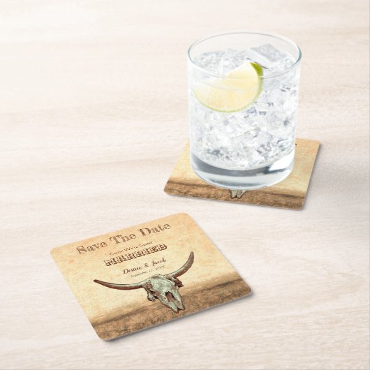 西素朴国ベージュ日付を保存 スクエアペーパーコースター (インサイチュ)