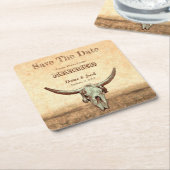 西素朴国ベージュ日付を保存 スクエアペーパーコースター (アングル)