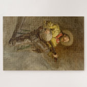 西素朴州でバンジョーで歌うカウボーイ ジグソーパズル (横)