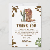 西素朴州カウボーイ赤ちゃんシャワーありがとう サンキューカード (正面)