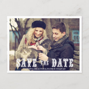 西素朴文字の写真の日付はがきを保存 案内ポストカード