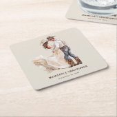 西素朴方結婚の スクエアペーパーコースター (アングル)