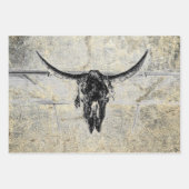 西素朴牛のスカルブラックテクスチャのデコページ ラッピングペーパーシート (正面2)