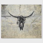 西素朴牛のスカルブラックテクスチャのデコページ ラッピングペーパー (フラット)
