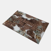 西素朴牛革カウボーイブラウンレザー ドアマット (アングル)