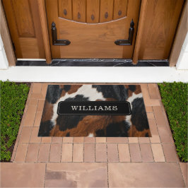 西素朴牛類模様 ドアマット