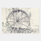西素朴白黒ワゴンホイール ラッピングペーパーシート (正面2)