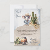 西素朴象カウボーイボーイベビーシャワー サンキューカード (正面)