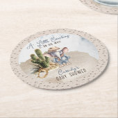 西素朴象カウボーイボーイベビーシャワー ラウンドペーパーコースター (アングル)