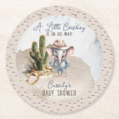 西素朴象カウボーイボーイベビーシャワー ラウンドペーパーコースター (正面)
