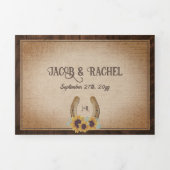 西素朴蹄鉄とヒマワリ結婚ス 三つ折り招待状 (カバー)