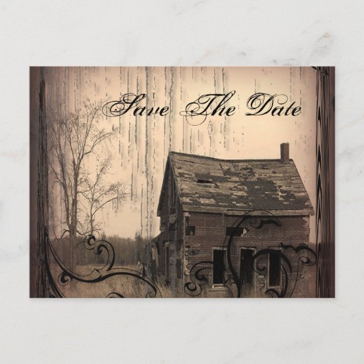 西素朴農場カントリー結婚式の日付を保存 案内ポストカード (正面)