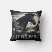 西素朴馬と農場の風景 クッション (正面)