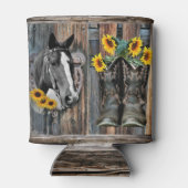 西素朴馬カウボーイブーツひまわり花缶C 缶クーラー (裏面)