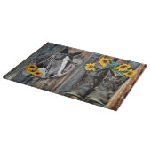 西素朴馬カウボーイブーツひまわり カッティングボード (角)