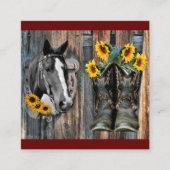 西素朴馬カウボーイブーツひまわり スクエア名刺 (正面)