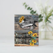 西素朴馬カウボーイブーツひまわり ポストカード (スタンド正面)