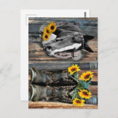 西素朴馬カウボーイブーツひまわり ポストカード (正面/裏面)