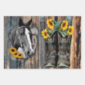 西素朴馬カウボーイブーツひまわり ラッピングペーパーシート (正面2)