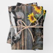 西素朴馬カウボーイブーツひまわり ラッピングペーパーシート (インサイチュ)