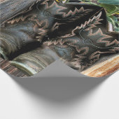 西素朴馬カウボーイブーツひまわり ラッピングペーパー (角)