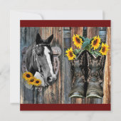 西素朴馬カウボーイブーツひまわり 招待状 (正面)